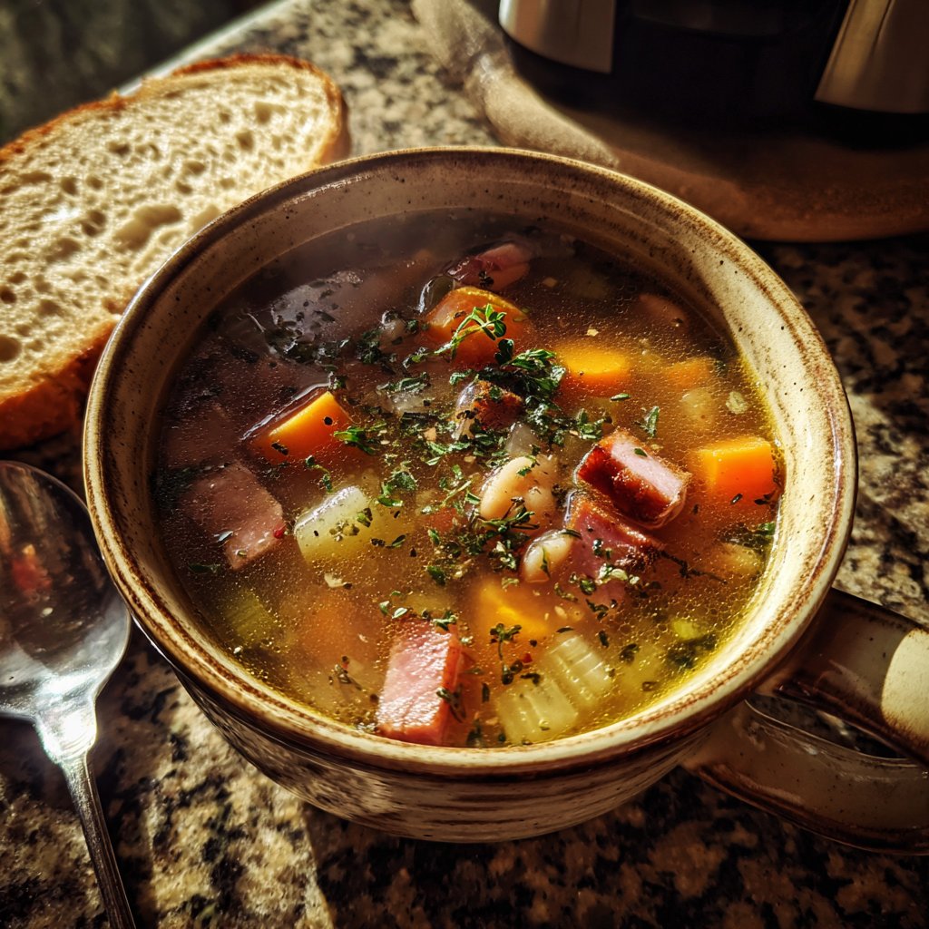 Ham and Bean Soup with Garlic Oil